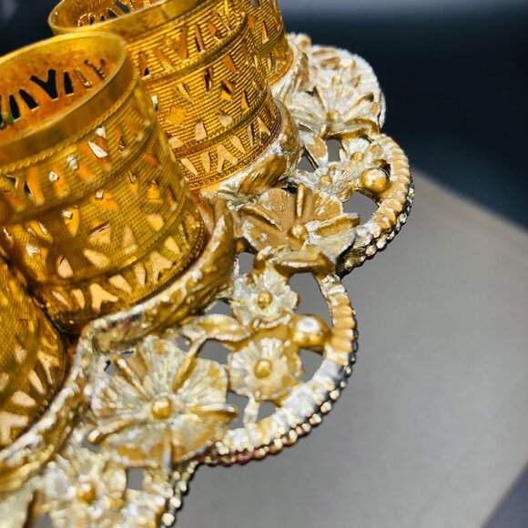 Vintage SAM FINK Ormolu Filigree Lipstick Holder Tray Hollywood Regency Vanity - Picture 11 of 14